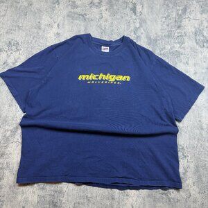 Vintage Navy Blue Michigan Wolverines T-Shirt Size XL University March Madness
